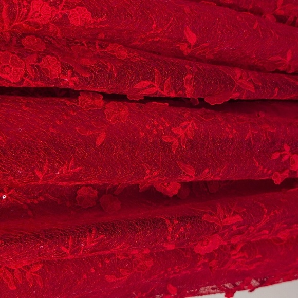 Morrell Maxi Red Lace Corset Dress Rhinestones Cami Straps Prom Hoco Formal 10 - Picture 4 of 15